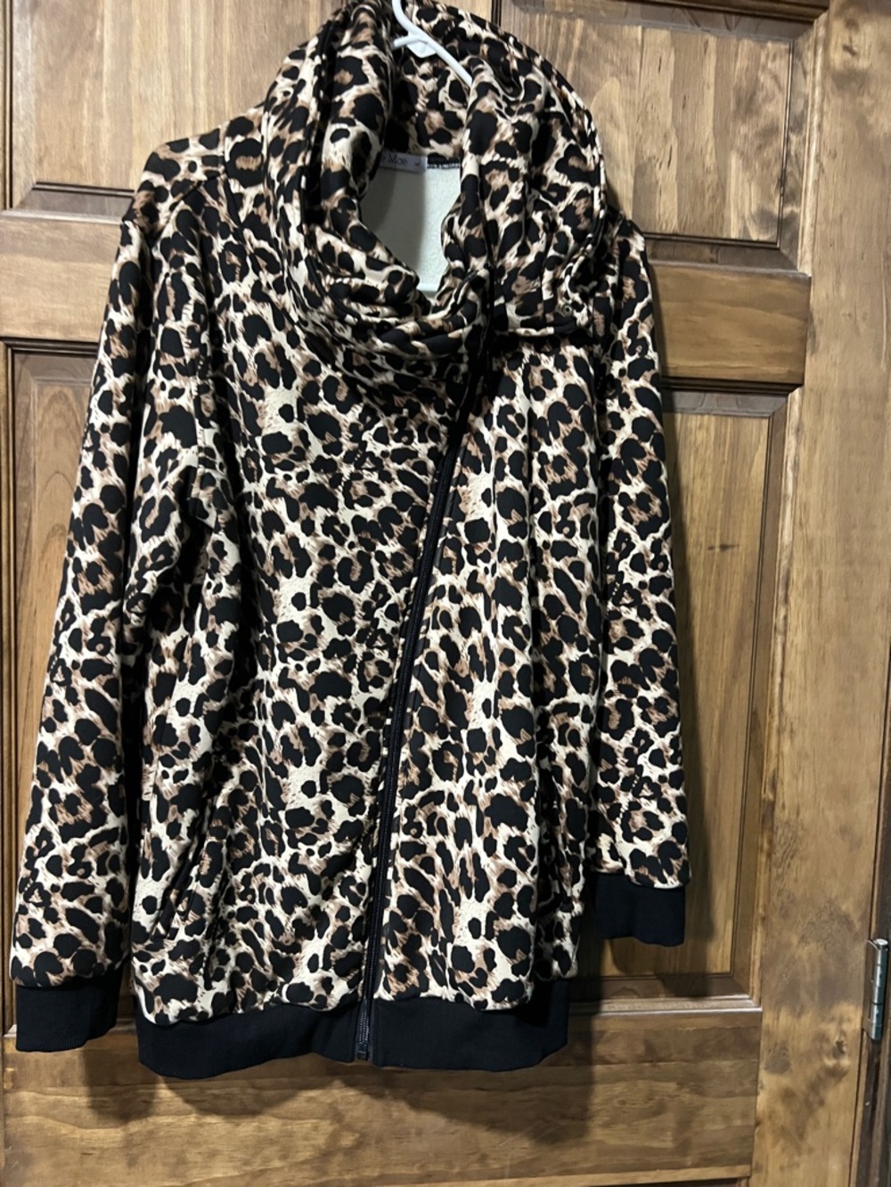Michelle Mae Leopard Print Bomber Jacket - Black, Brown & Cream